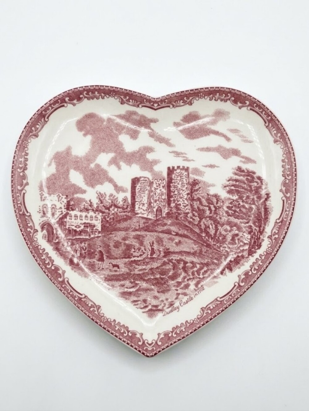 Johnson Bros Pink Transferware Heart Dish 9"
